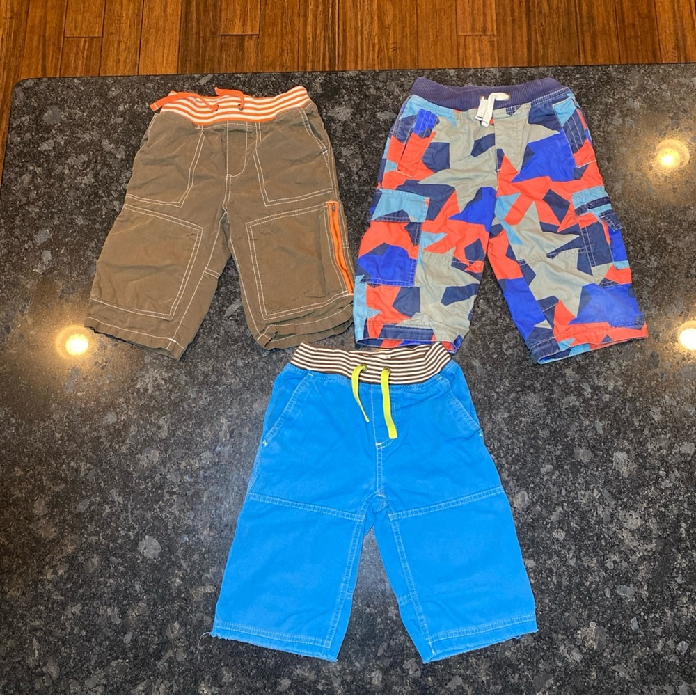 Lot of 3 Mini Boden 6Y Boys Pants Khaki Shorts Blue Brown